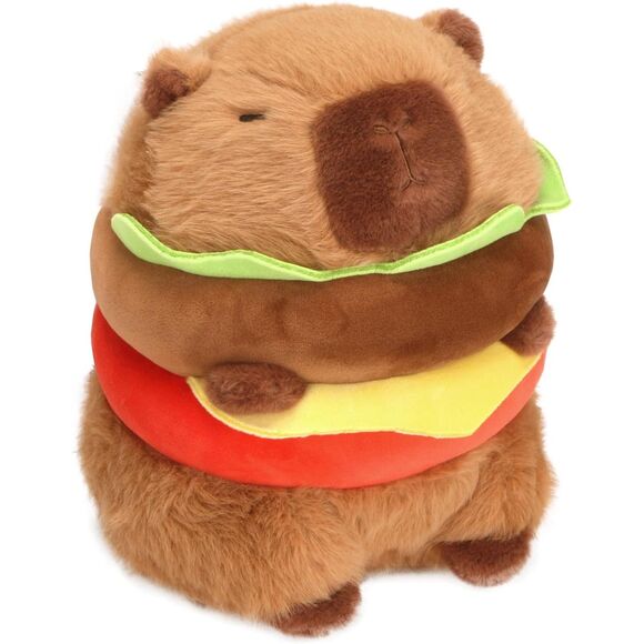 Cute Kawaii Capybara Hamburger Plush Toy Super Soft 8" Stuffed Animal Pillow - Picture 1 of 5